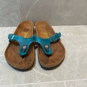 Birkenstock Teal Sandals with Brown Footbed